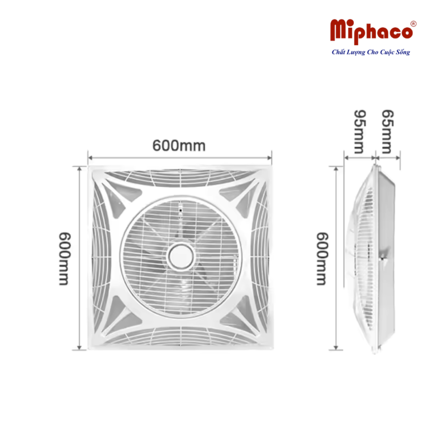 Quạt Âm Trần Hút Gió 600x600mm Miphaco - Hình ảnh 2