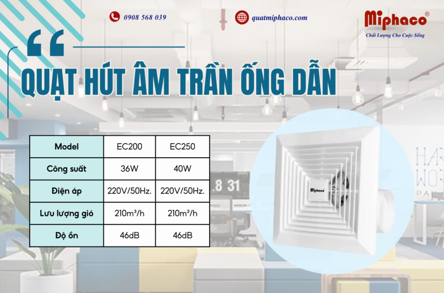 Quạt hút âm trần ống dẫn