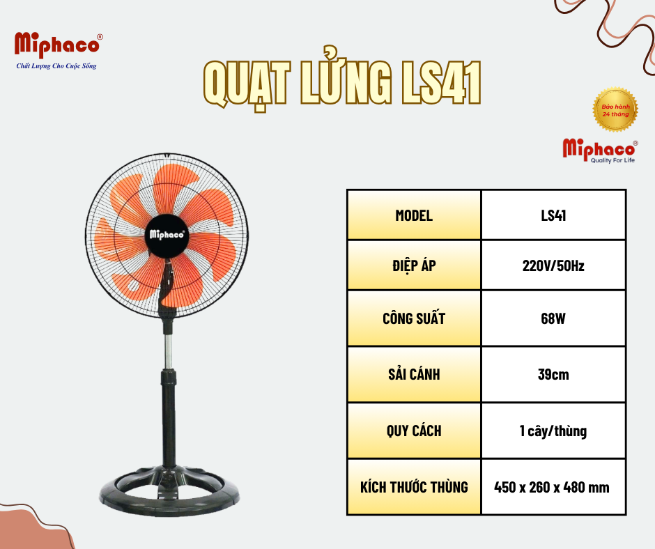 Quạt lỡ thân sắt LS41 Miphaco - Ảnh 2