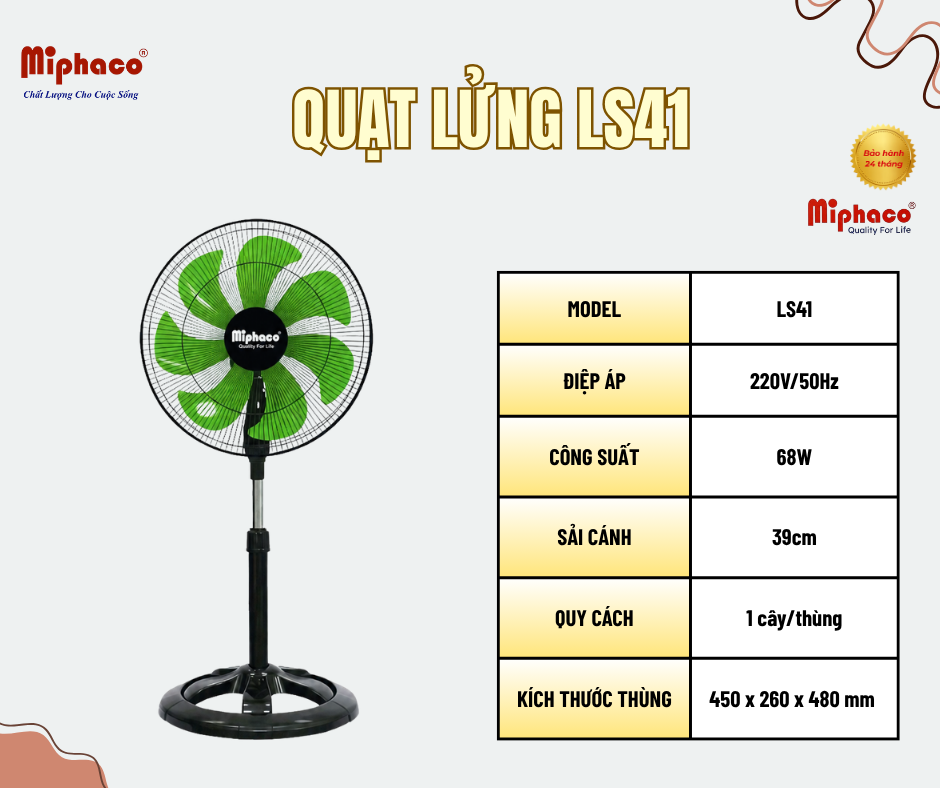 Quạt lỡ thân sắt LS41 Miphaco - Ảnh 3