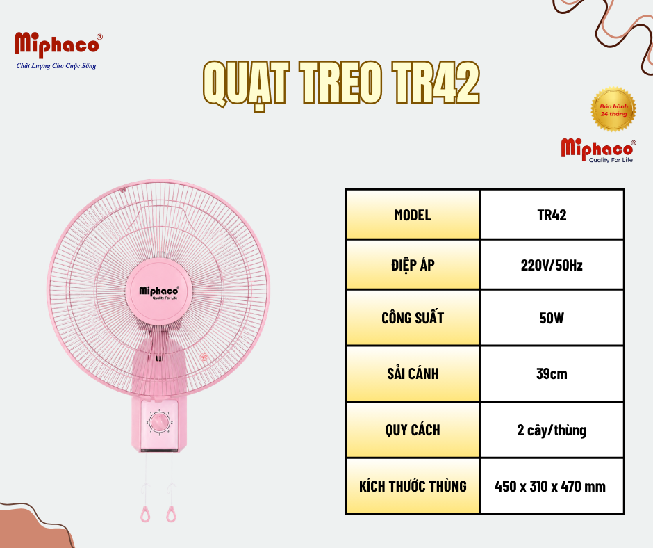 Quạt treo 2 dây TR42 Miphaco - Ảnh 4